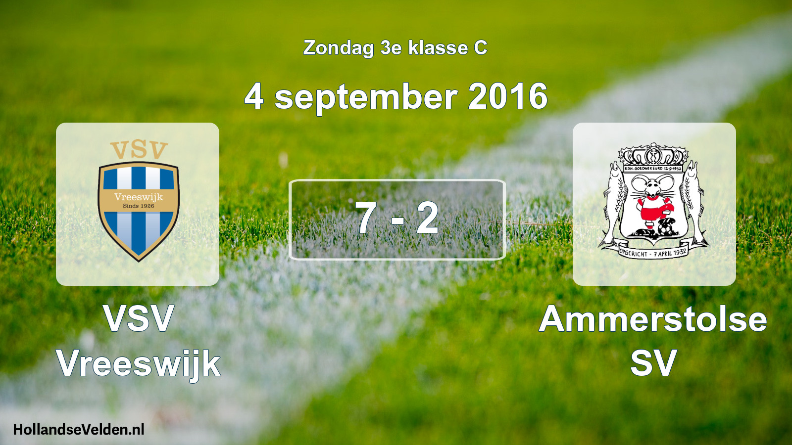 Total number of matches played: VSV Vreeswijk - Ammerstolse SV 7 - 2 (4 September 2016)