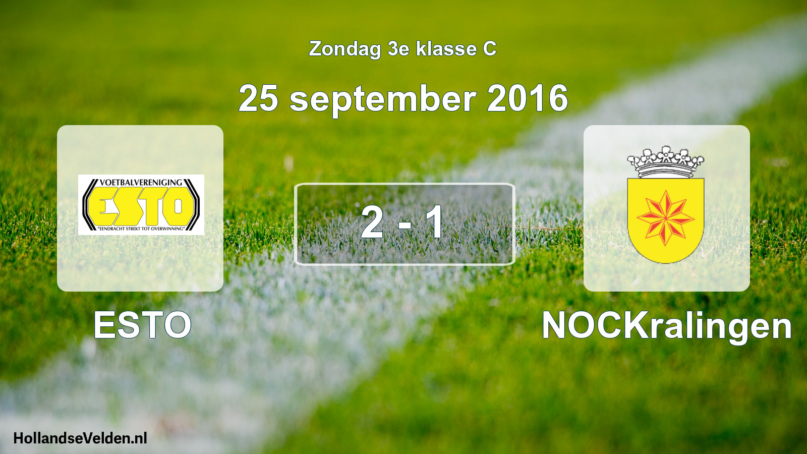 Total number of matches played: ESTO - NOCKralingen 2 - 1 (25 September 2016)