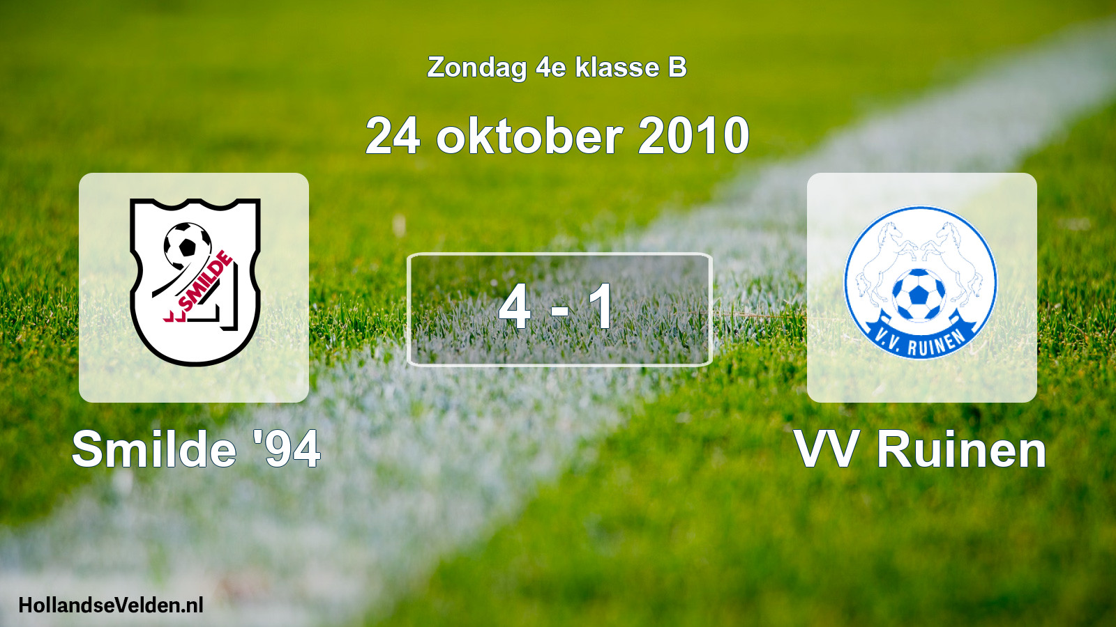 Total number of matches played: Smilde '94 - VV Ruinen 4 - 1 (24 October 2010)