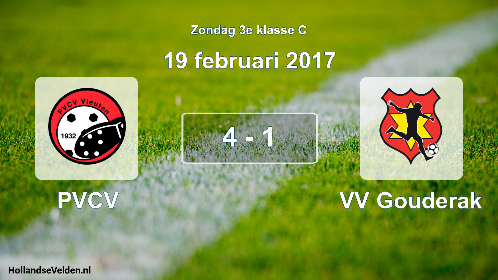 Total number of matches played: PVCV - VV Gouderak 4 - 1 (19 February 2017)