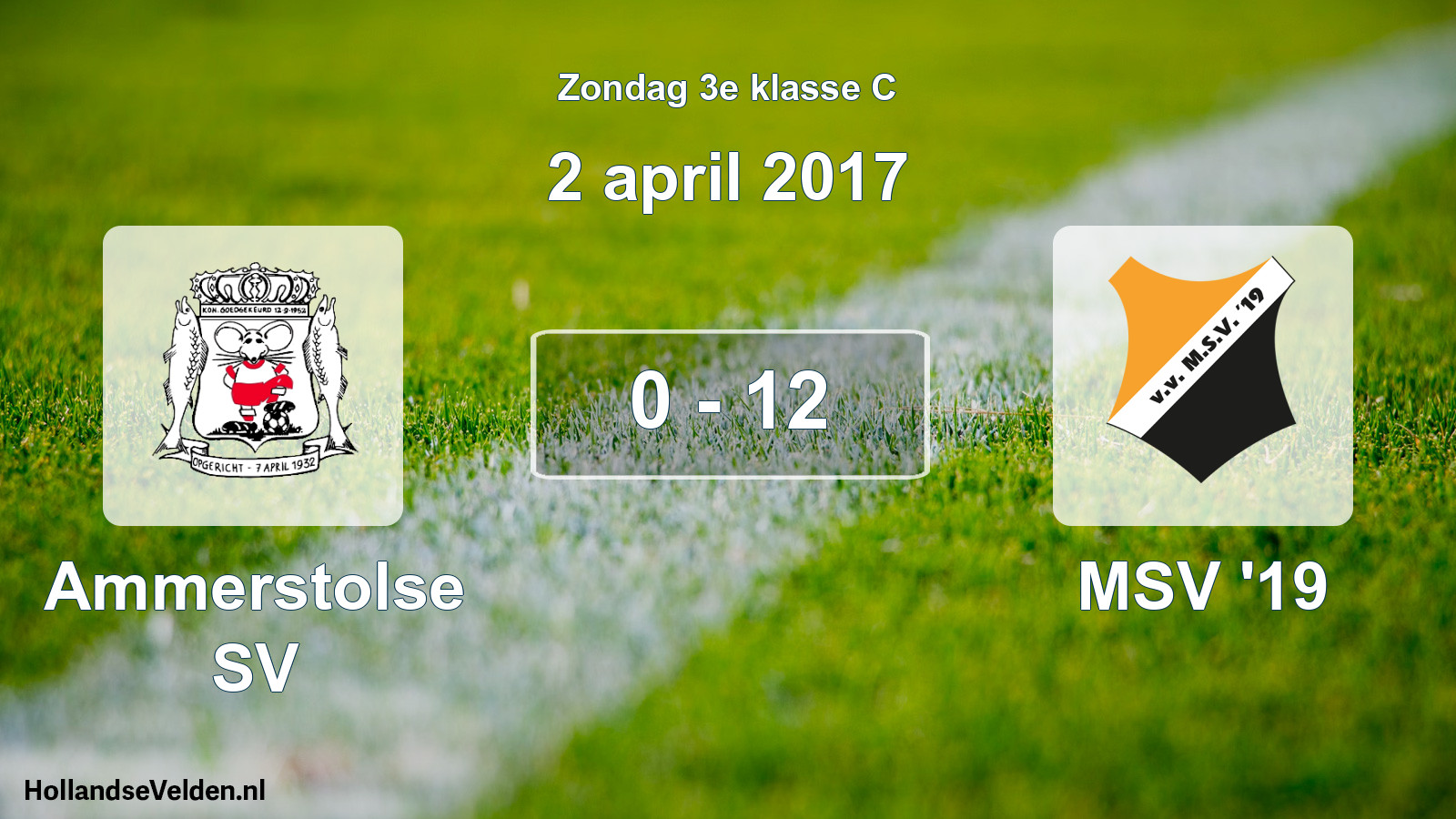 Total number of matches played: Ammerstolse SV - MSV '19 0 - 12 (2 April 2017)