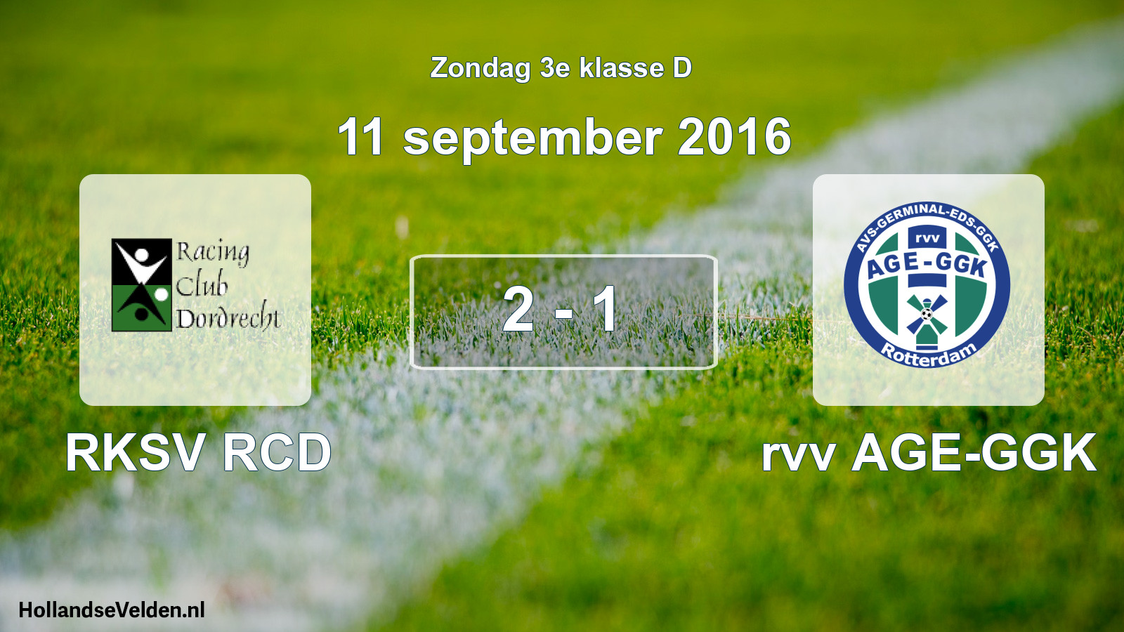 Total number of matches played: RKSV RCD - rvv AGE-GGK 2 - 1 (11 September 2016)