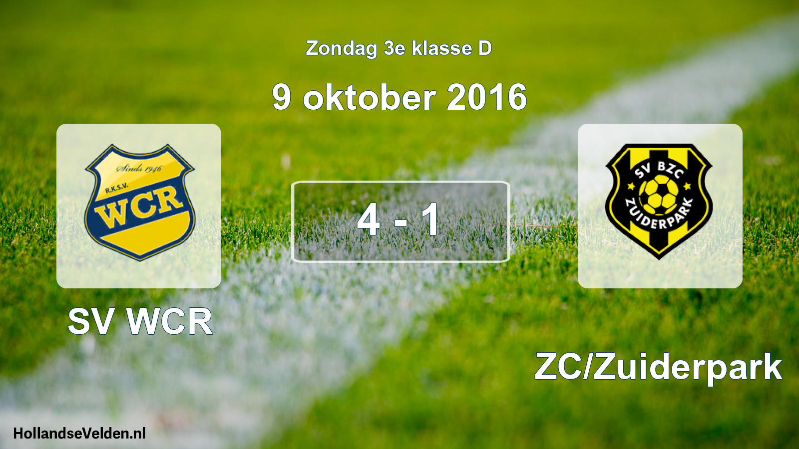 Total number of matches played: SV WCR - BZC/Zuiderpark 4 - 1 (9 October 2016)
