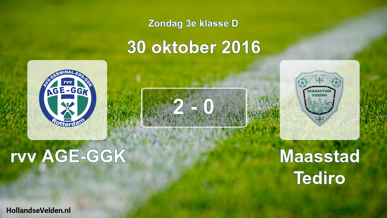 Total number of matches played: rvv AGE-GGK - Maasstad Tediro 2 - 0 (30 October 2016)