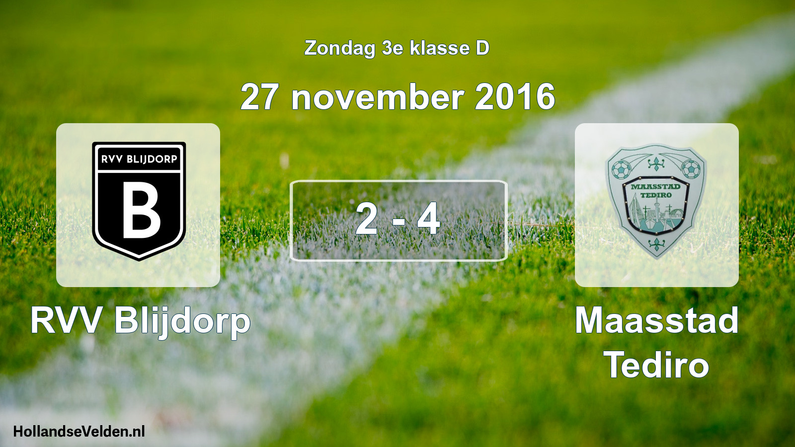 Total number of matches played: RVV Blijdorp - Maasstad Tediro 2 - 4 (27 November 2016)