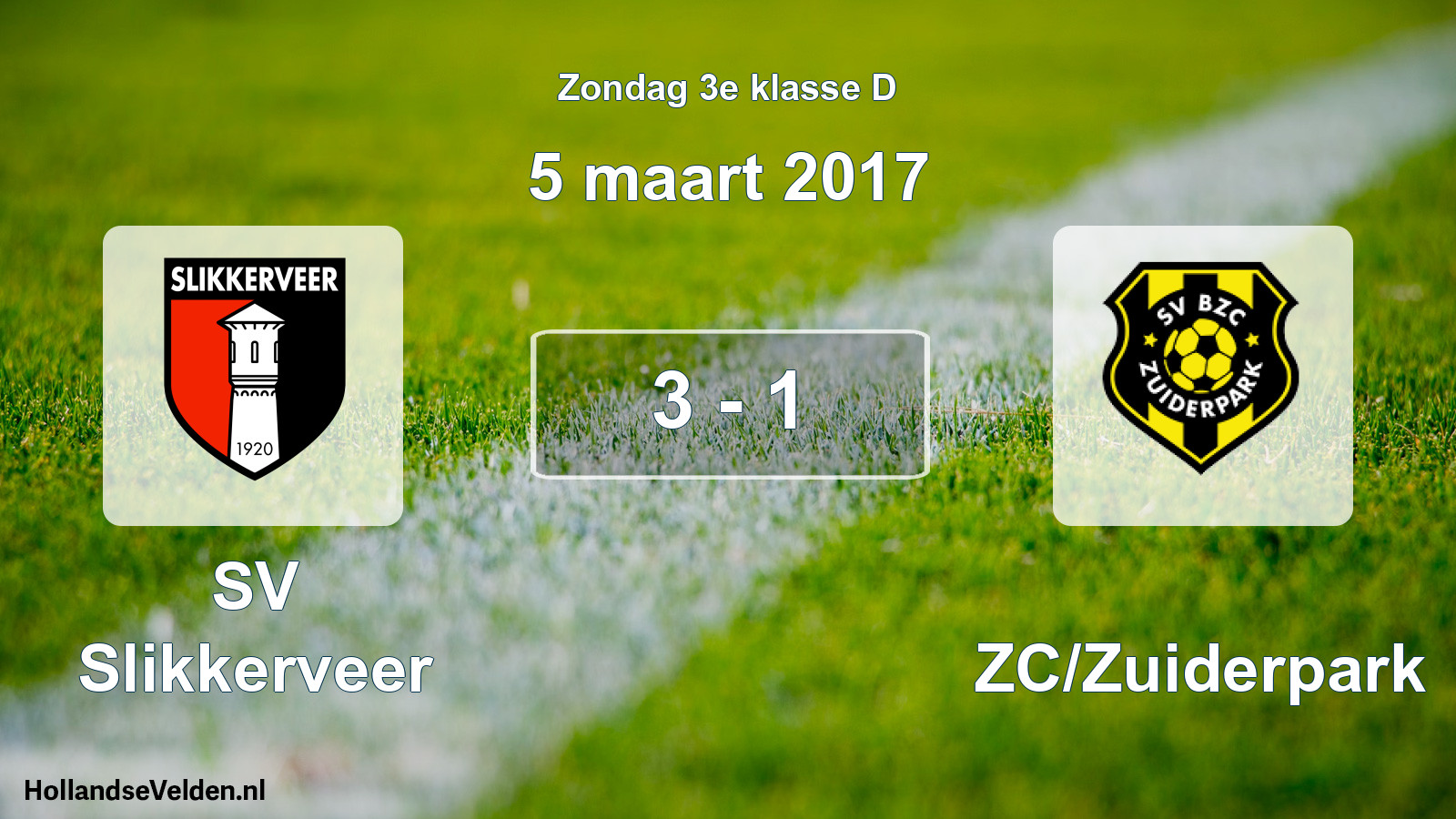 Total number of matches played: SV Slikkerveer - BZC/Zuiderpark 3 - 1 (5 March 2017)