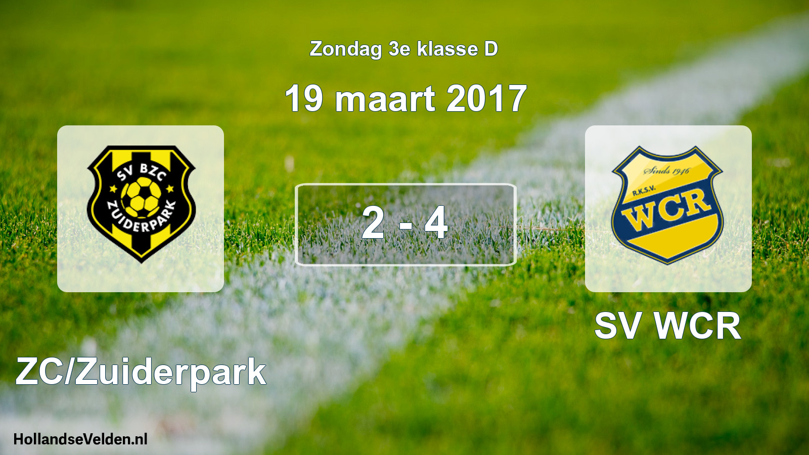 Total number of matches played: BZC/Zuiderpark - SV WCR 2 - 4 (19 March 2017)