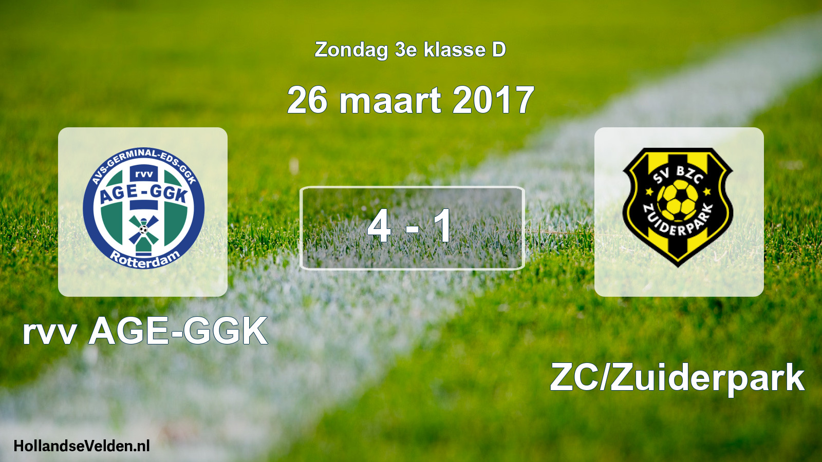 Total number of matches played: rvv AGE-GGK - BZC/Zuiderpark 4 - 1 (26 March 2017)