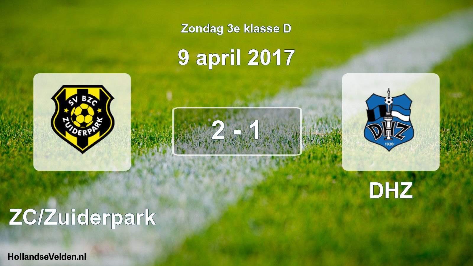 Total number of matches played: BZC/Zuiderpark - DHZ 2 - 1 (9 April 2017)
