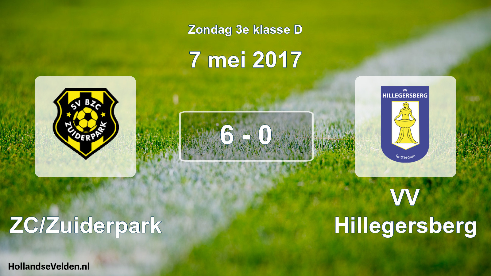 Total number of matches played: BZC/Zuiderpark - VV Hillegersberg 6 - 0 (7 May 2017)