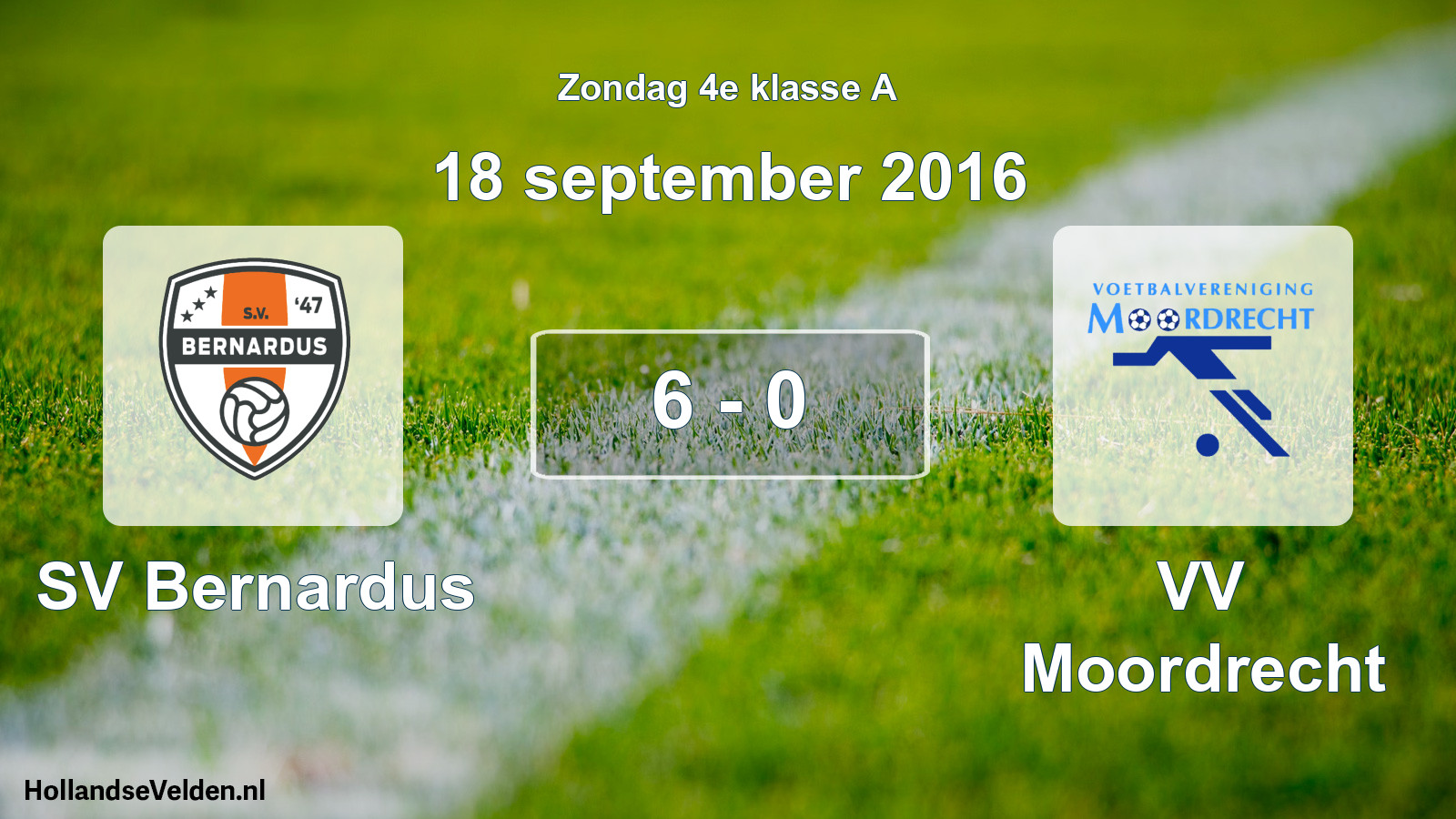 Total number of matches played: SV Bernardus - VV Moordrecht 6 - 0 (18 September 2016)
