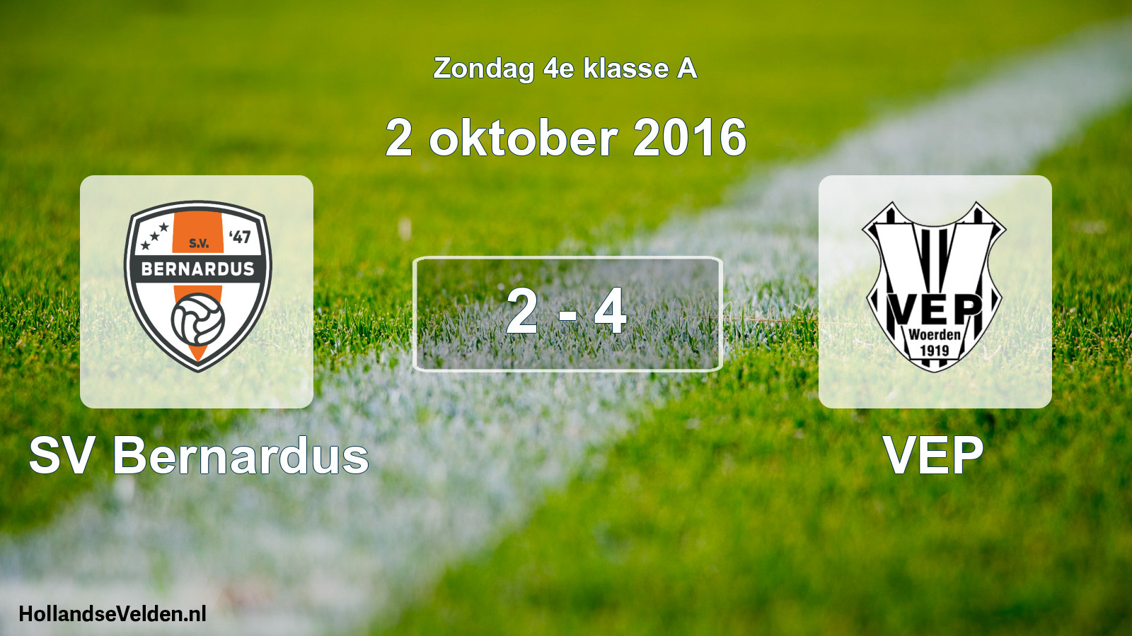 Total number of matches played: SV Bernardus - VEP 2 - 4 (2 October 2016)