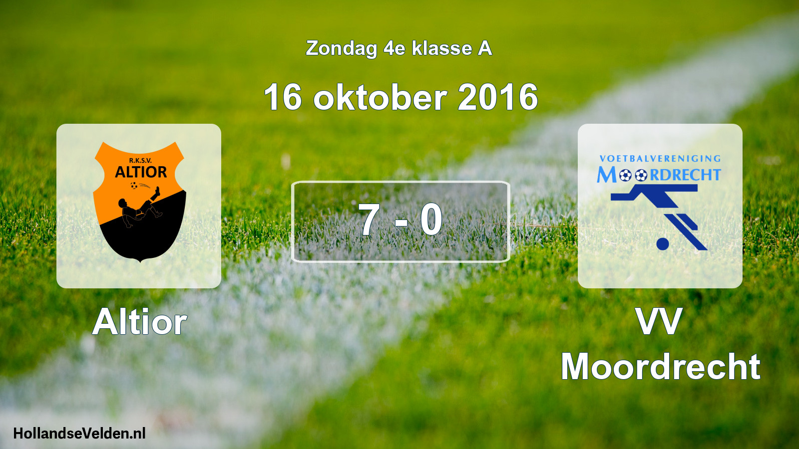 Total number of matches played: Altior - VV Moordrecht 7 - 0 (16 October 2016)