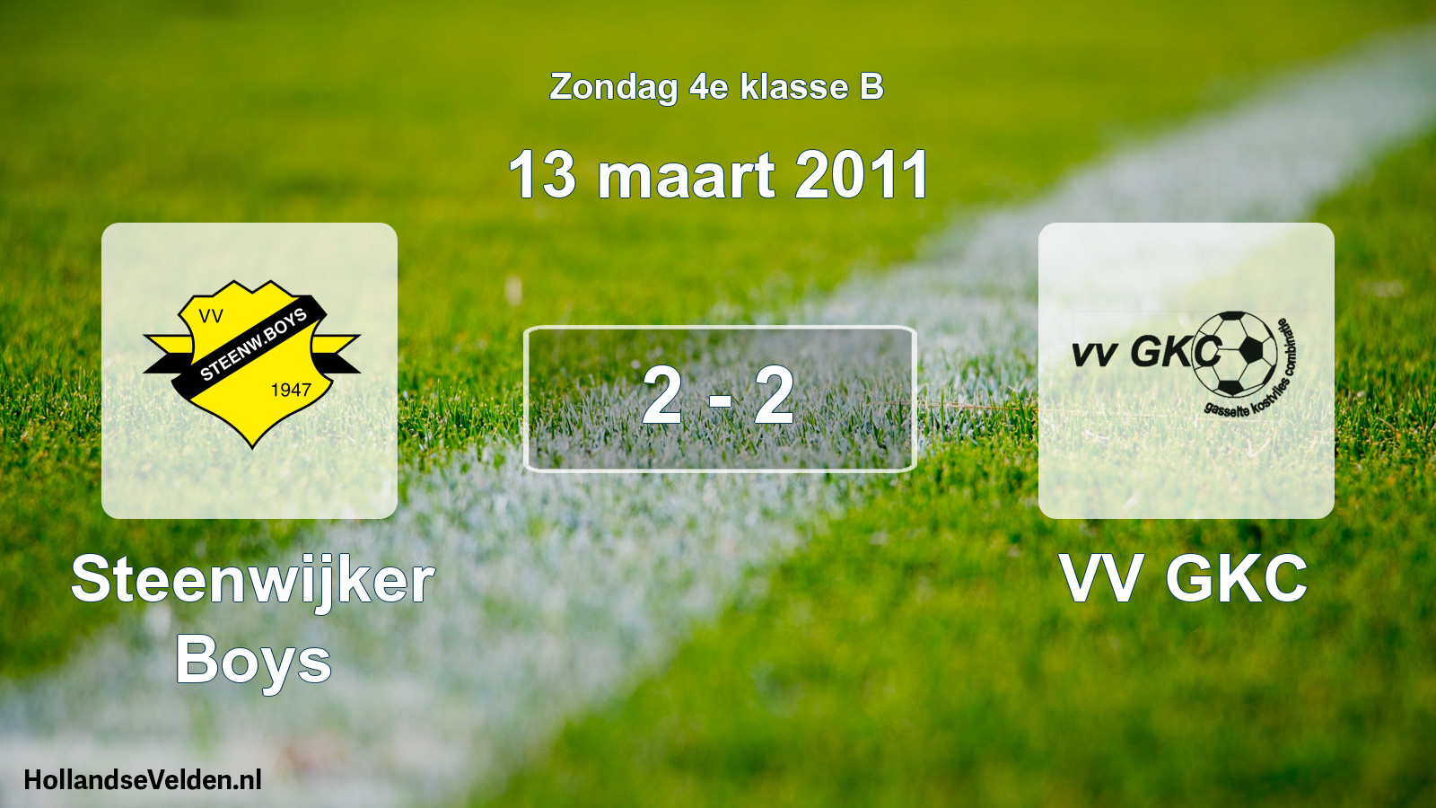Total number of matches played: Steenwijker Boys - VV GKC 2 - 2 (13 March 2011)