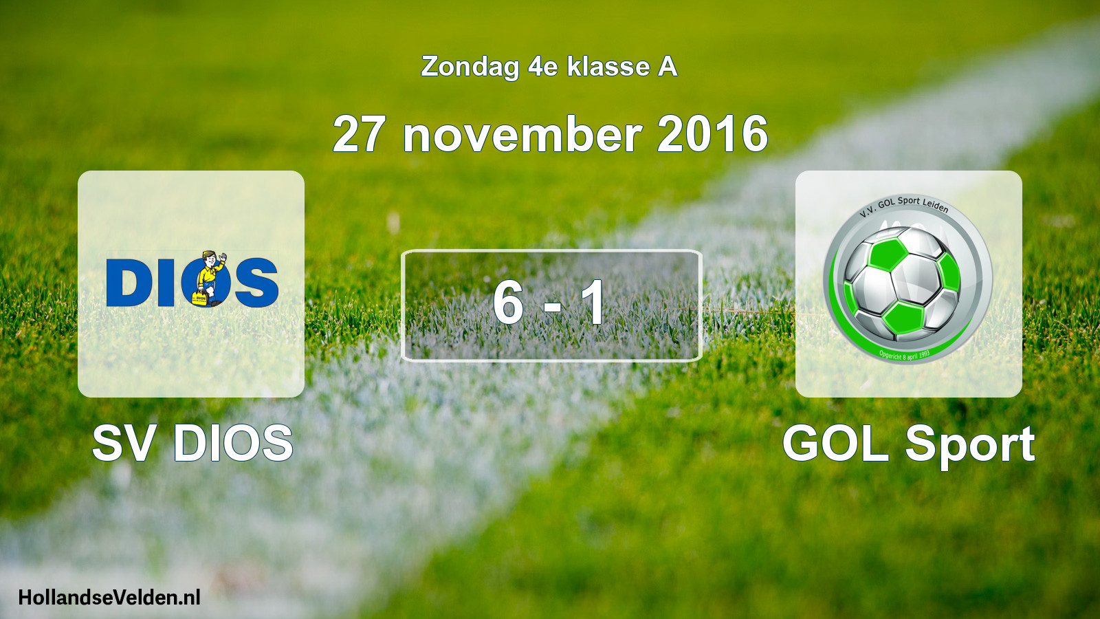 Total number of matches played: SV DIOS - GOL Sport 6 - 1 (27 November 2016)