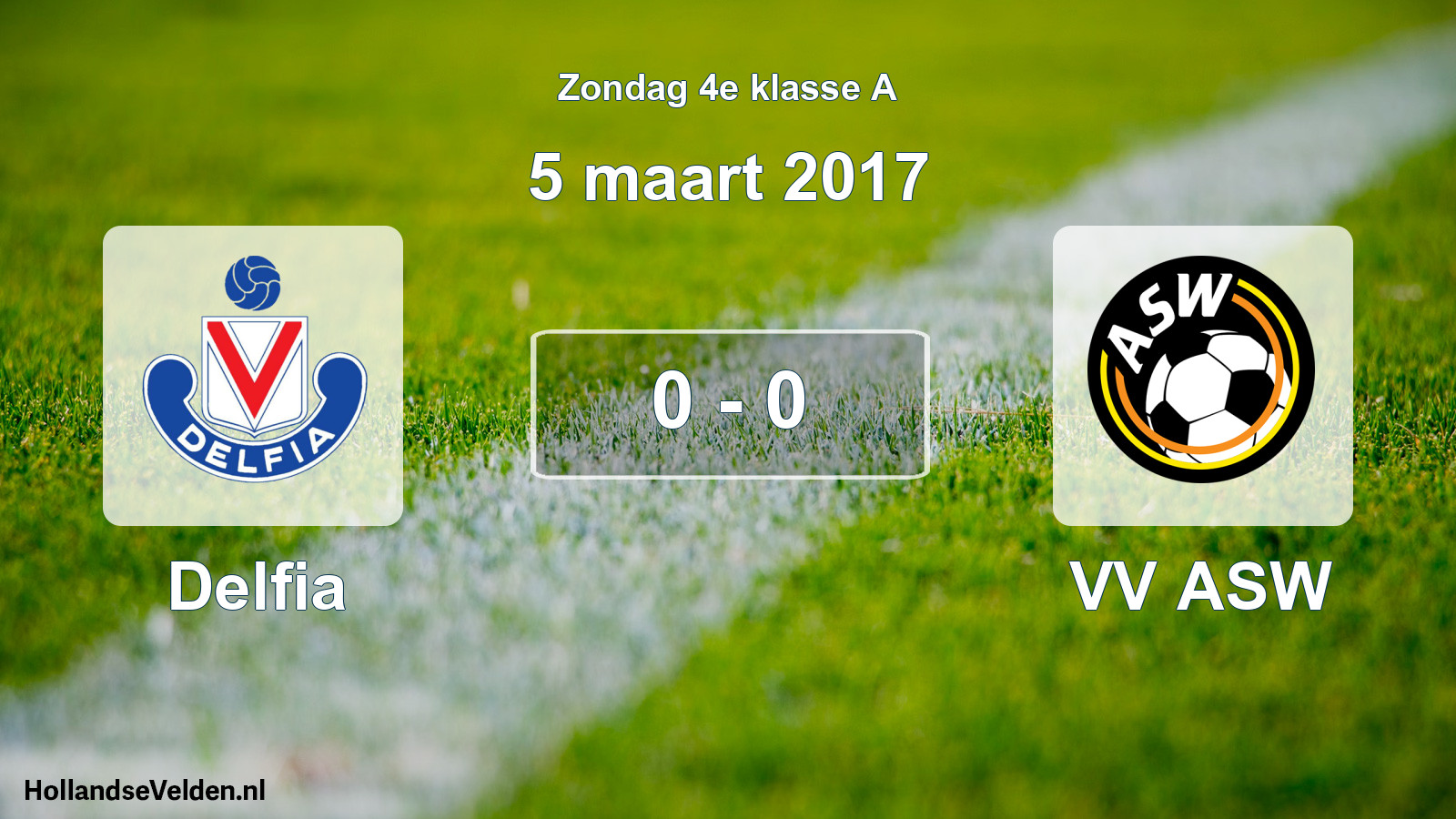Total number of matches played: Delfia - VV ASW 0 - 0 (5 March 2017)