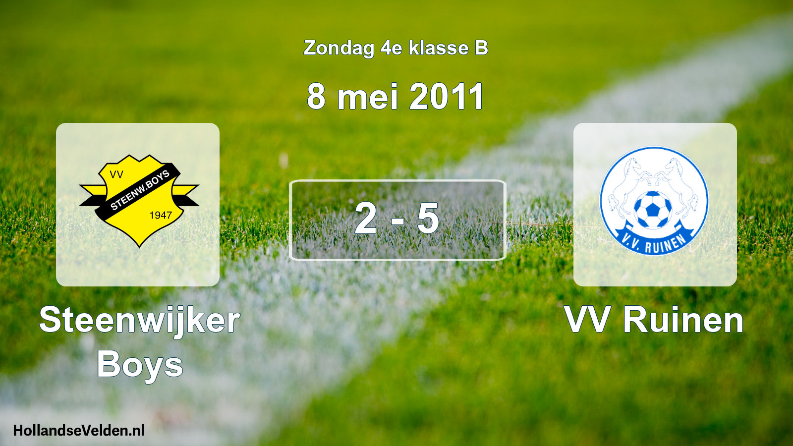 Total number of matches played: Steenwijker Boys - VV Ruinen 2 - 5 (8 May 2011)