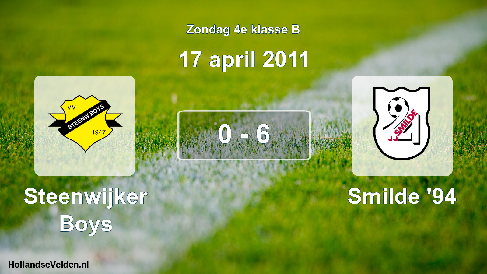 Total number of matches played: Steenwijker Boys - Smilde '94 0 - 6 (17 April 2011)