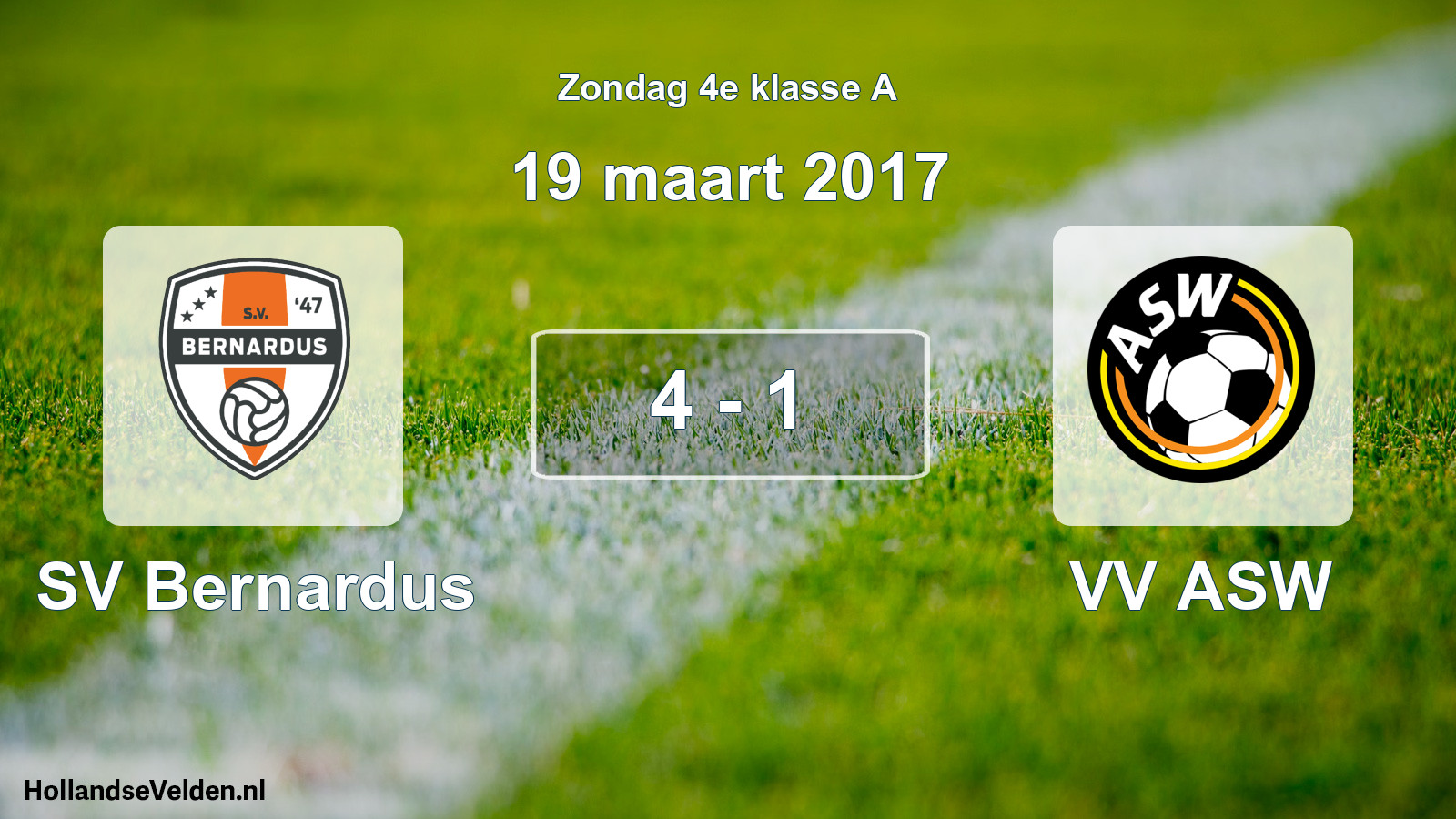 Total number of matches played: SV Bernardus - VV ASW 4 - 1 (19 March 2017)