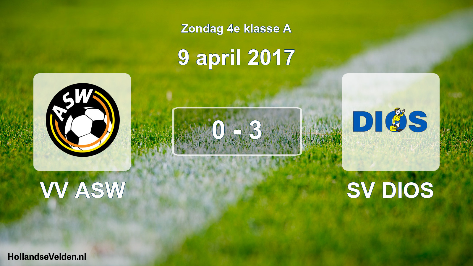 Total number of matches played: VV ASW - SV DIOS 0 - 3 (9 April 2017)