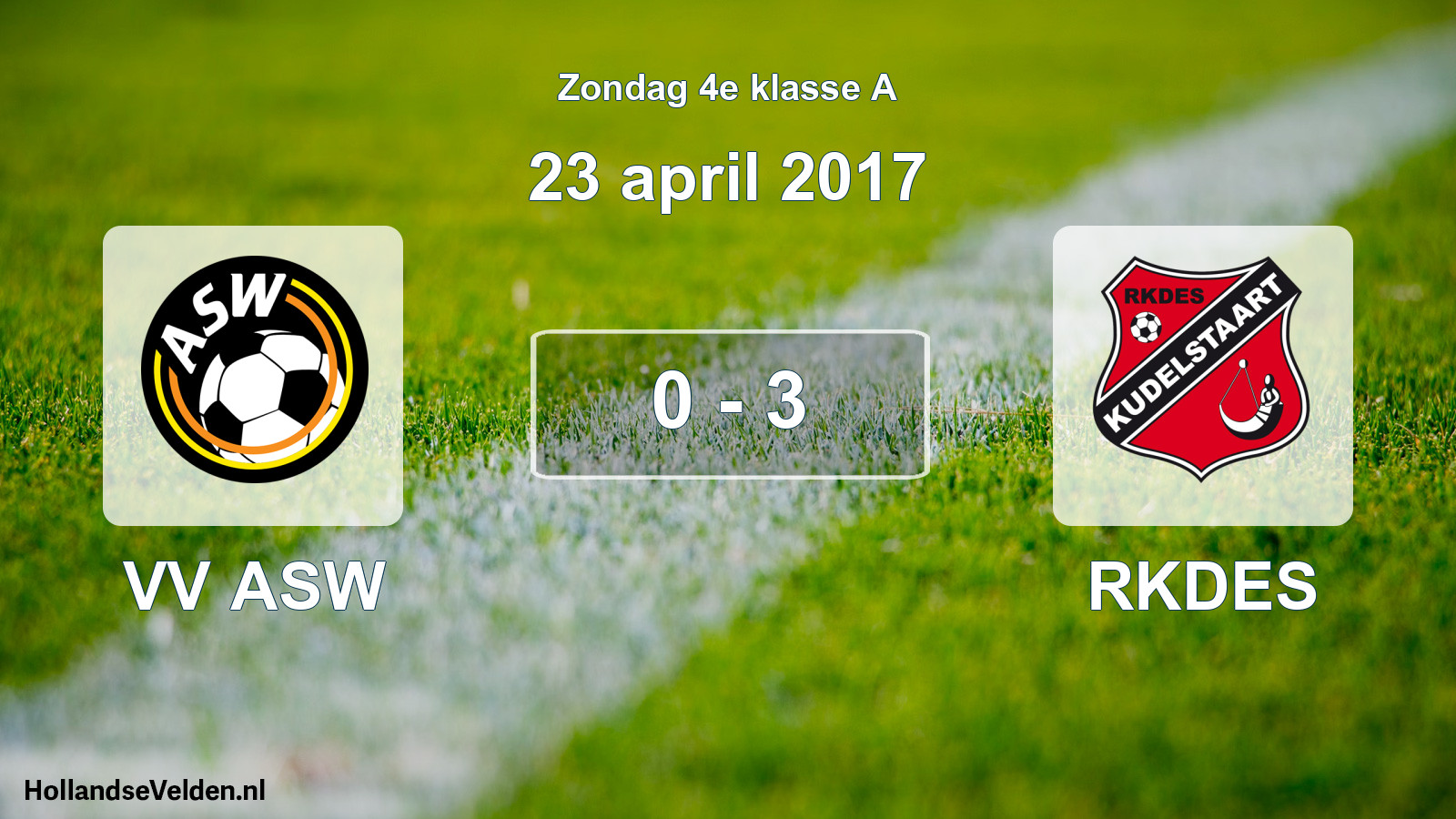 Total number of matches played: VV ASW - RKDES 0 - 3 (23 April 2017)