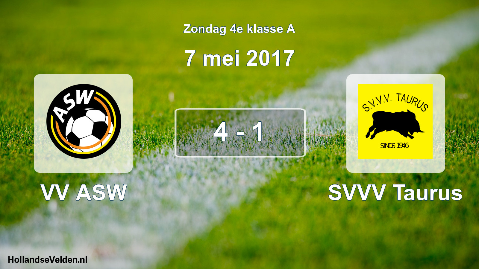 Total number of matches played: VV ASW - SVVV Taurus 4 - 1 (7 May 2017)