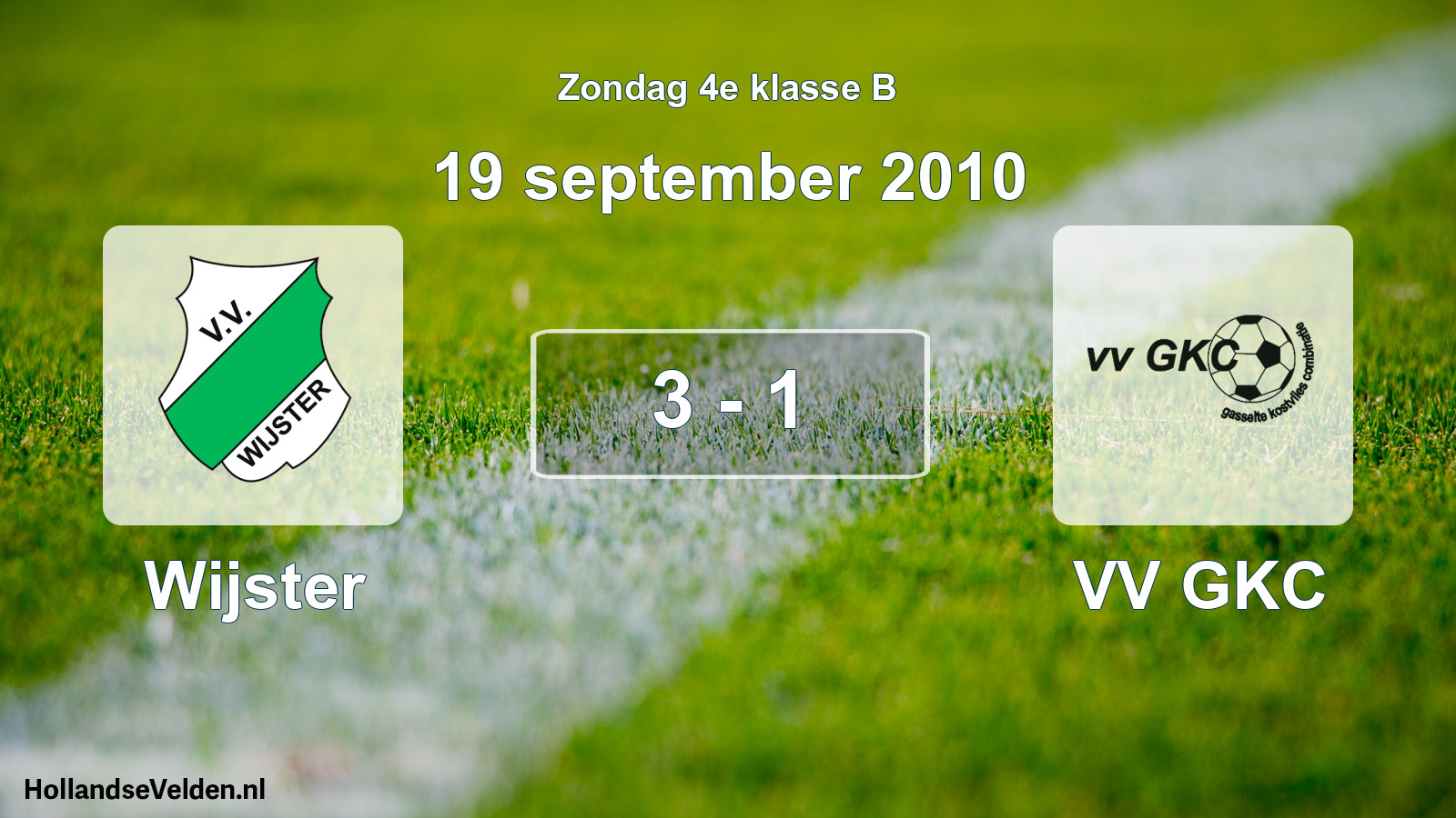 Total number of matches played: Wijster - VV GKC 3 - 1 (19 September 2010)
