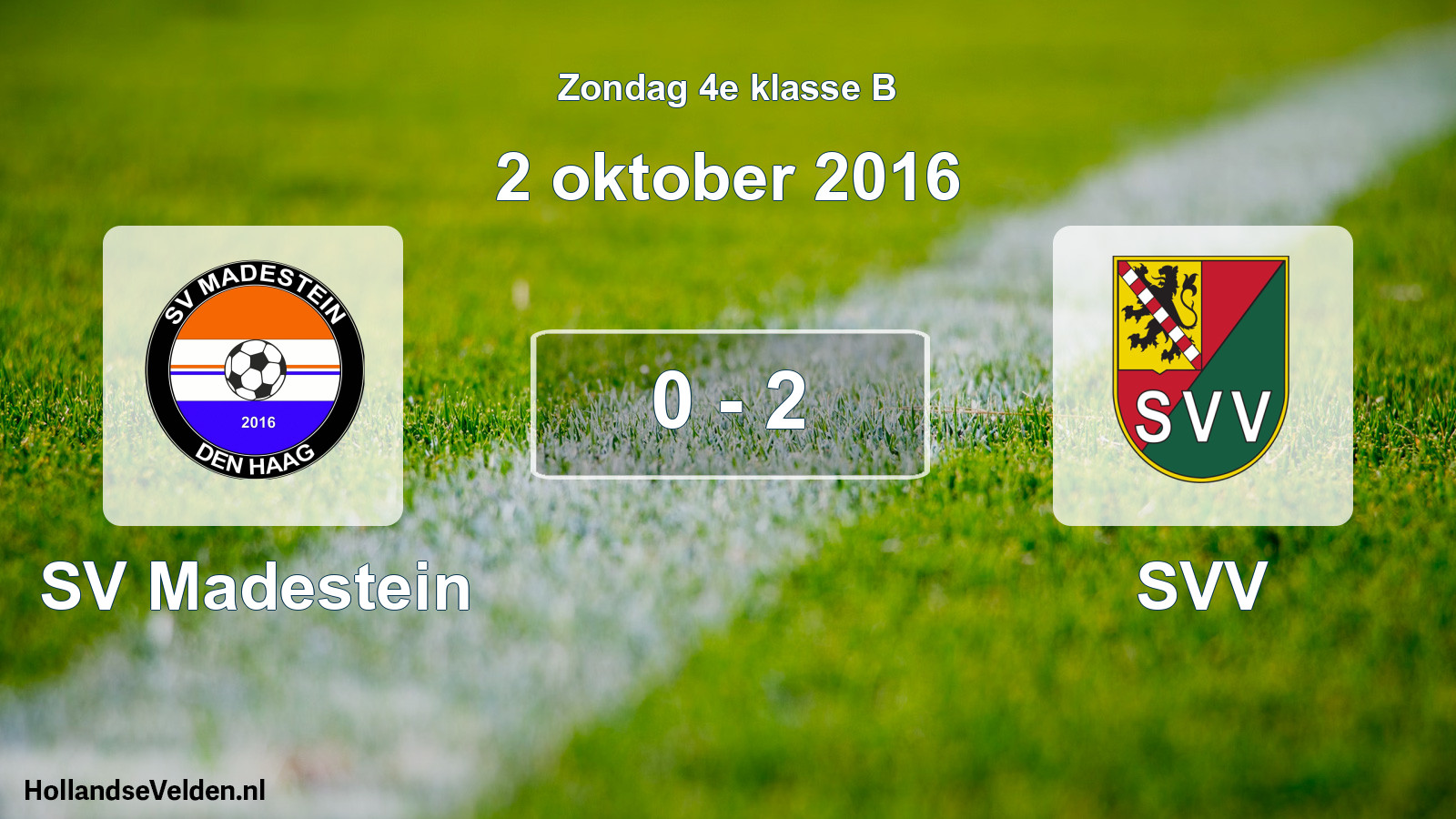 Total number of matches played: SV Madestein - SVV 0 - 2 (2 October 2016)