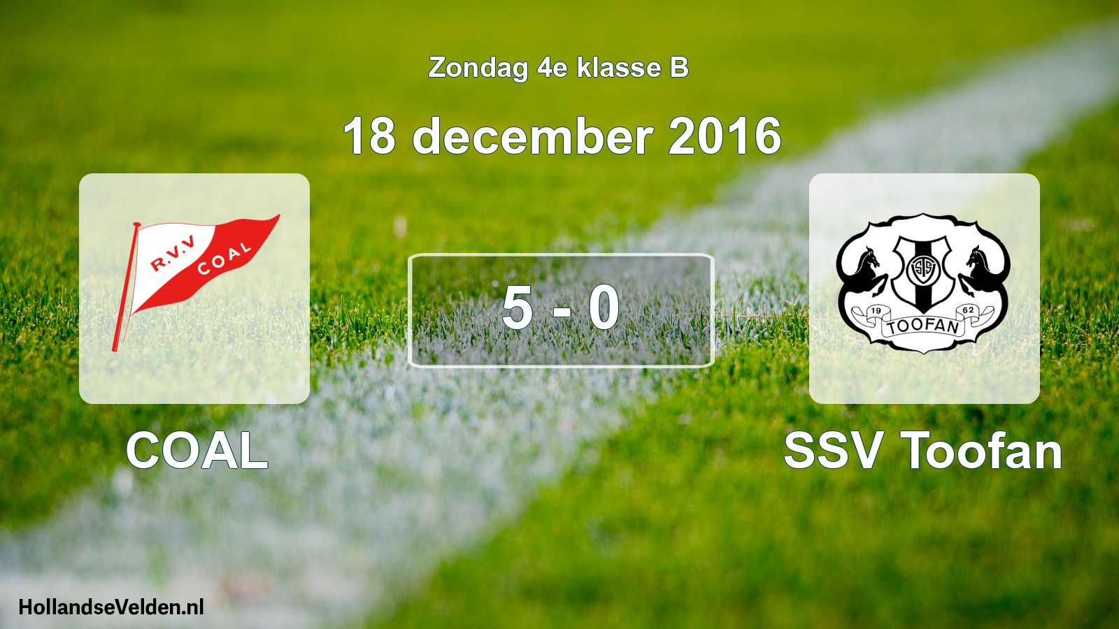 Total number of matches played: COAL - SSV Toofan 5 - 0 (18 December 2016)