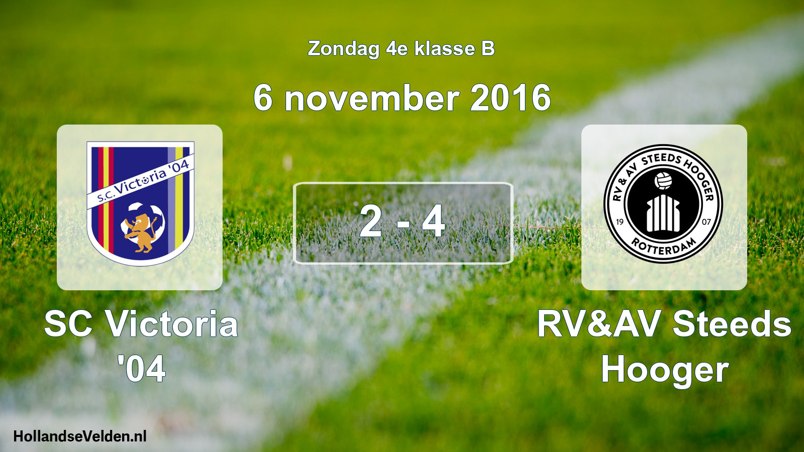 Total number of matches played: SC Victoria '04 - RV&AV Steeds Hooger 2 - 4 (6 November 2016)