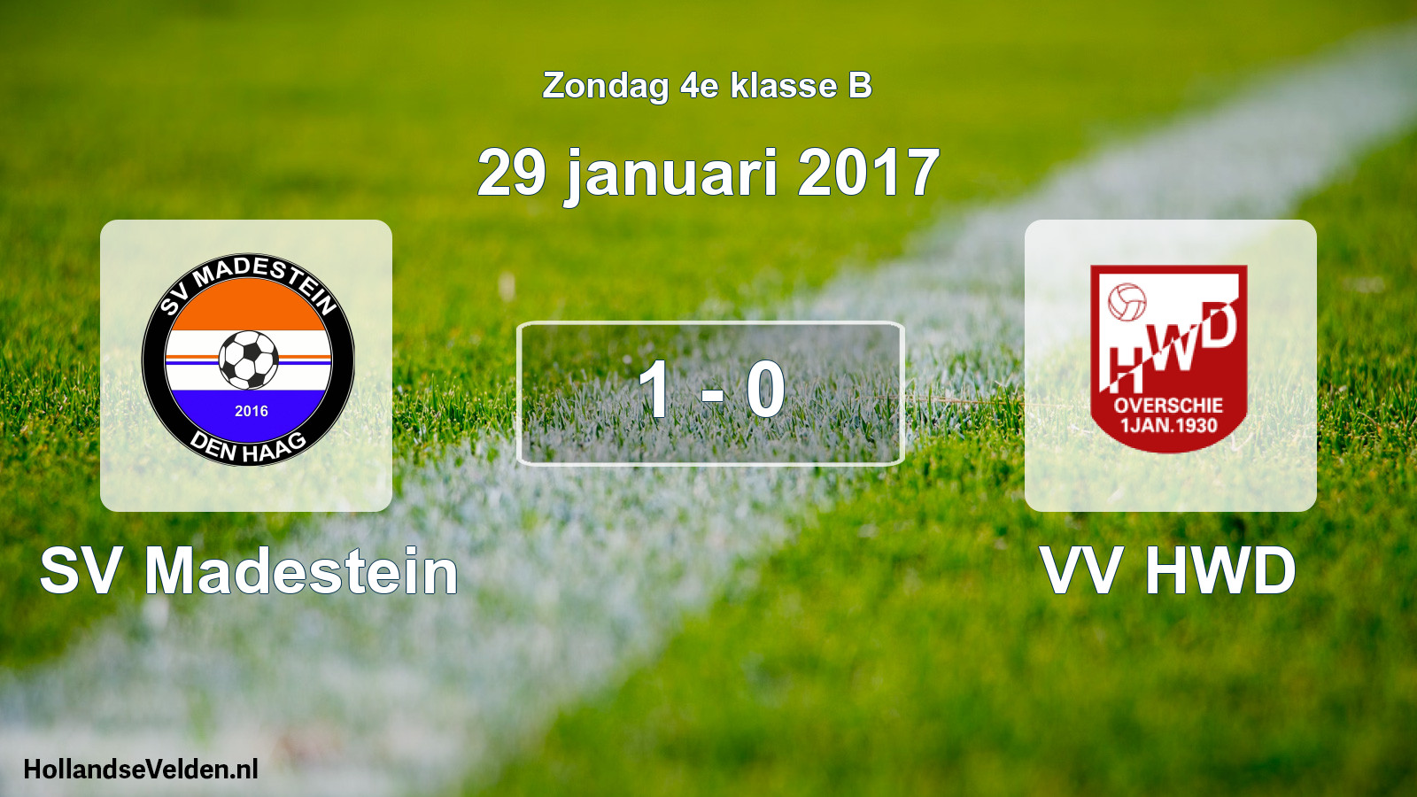 Total number of matches played: SV Madestein - VV HWD 1 - 0 (29 January 2017)