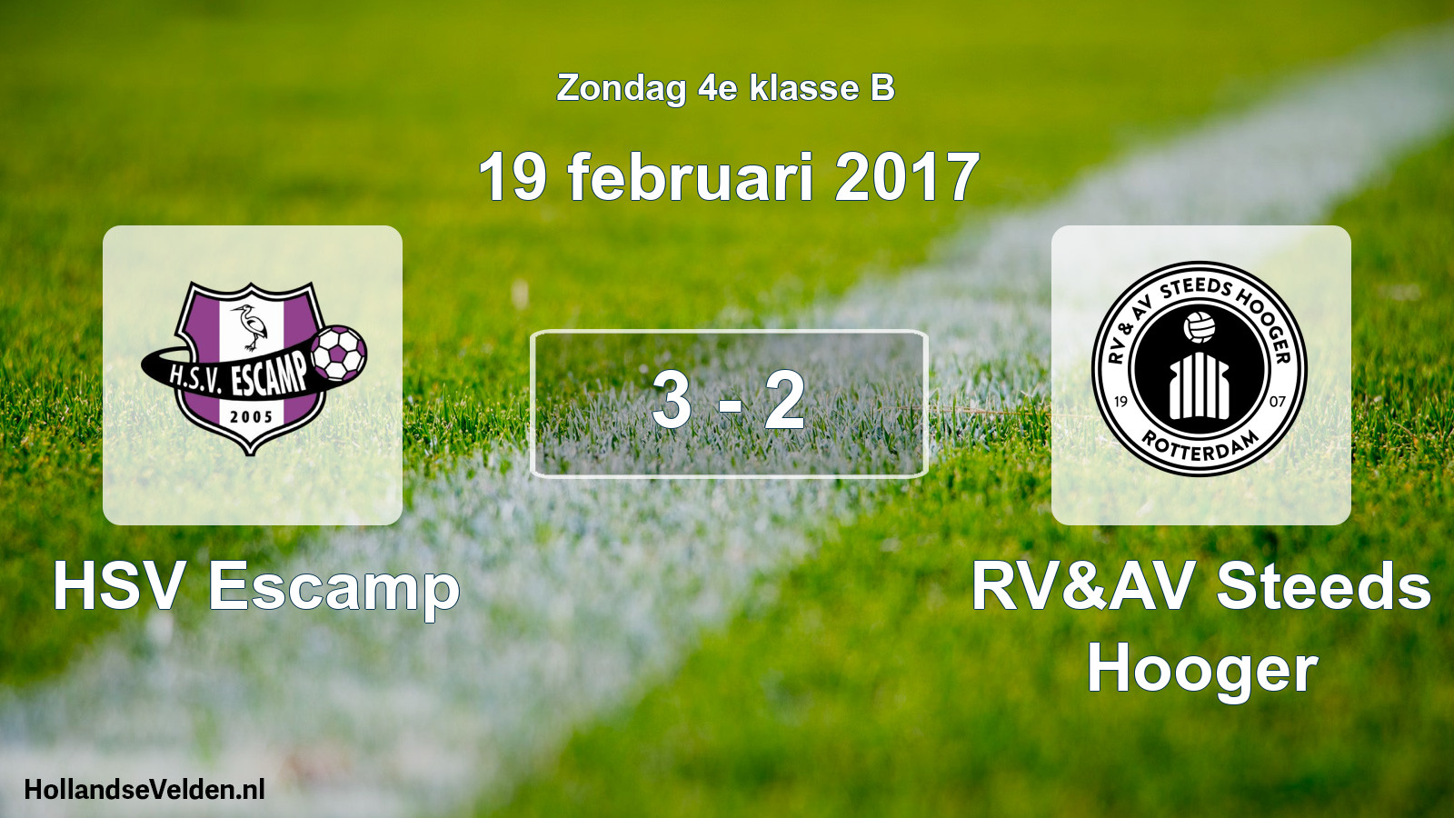 Total number of matches played: HSV Escamp - RV&AV Steeds Hooger 3 - 2 (19 February 2017)