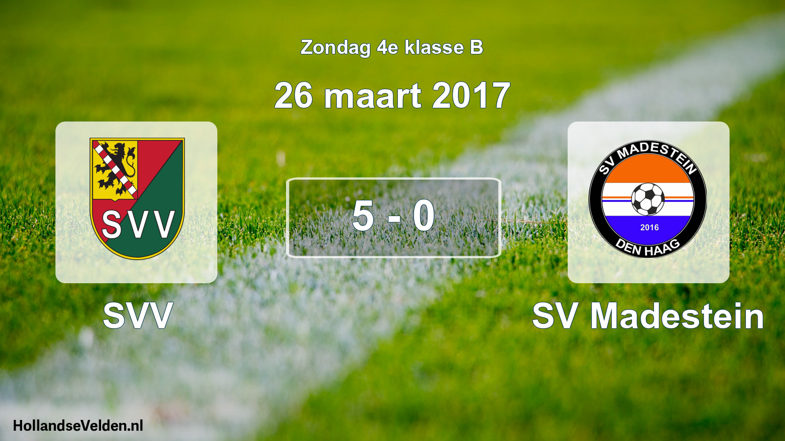 Total number of matches played: SVV - SV Madestein 5 - 0 (26 March 2017)