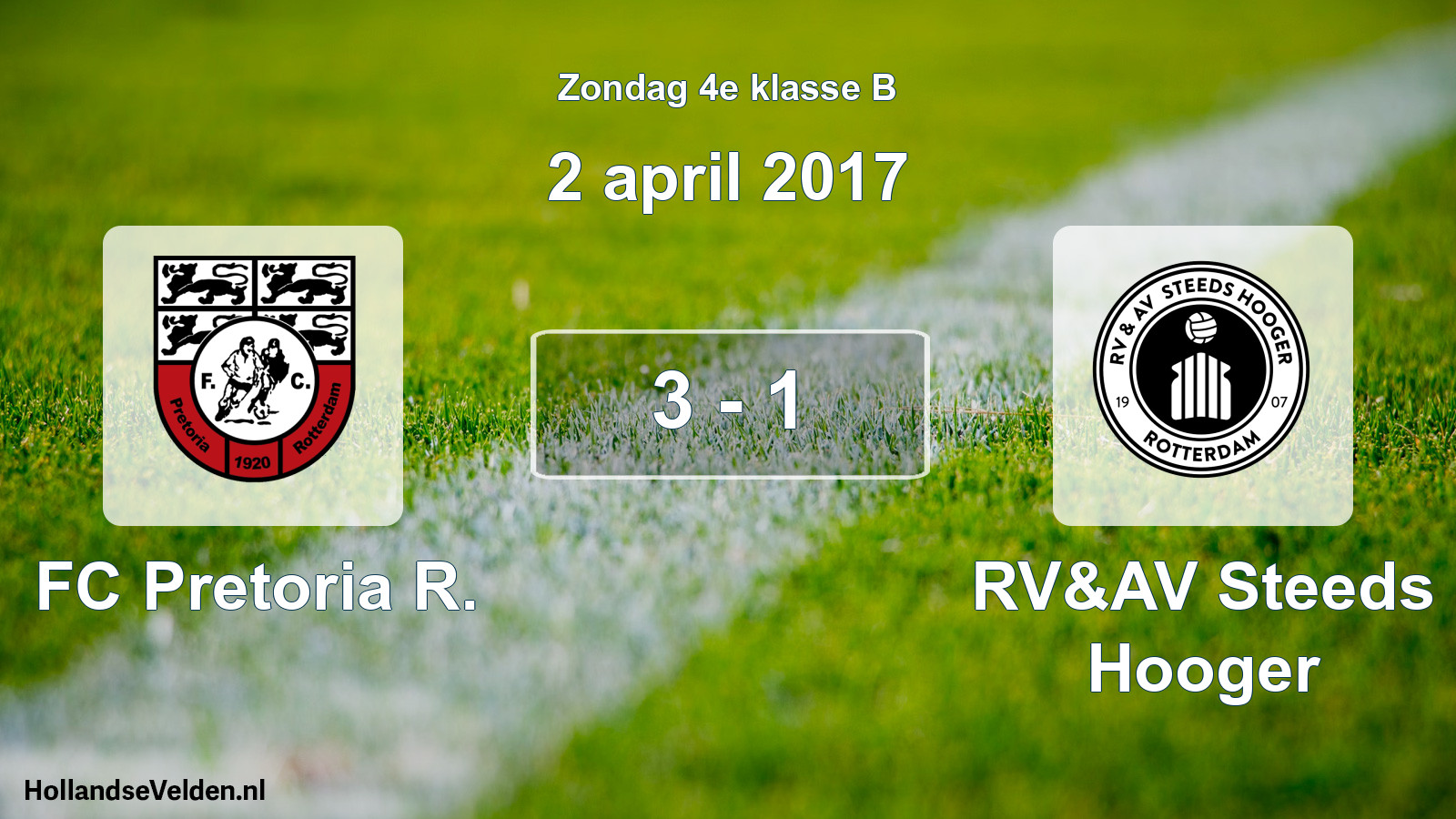 Total number of matches played: FC Pretoria R. - RV&AV Steeds Hooger 3 - 1 (2 April 2017)