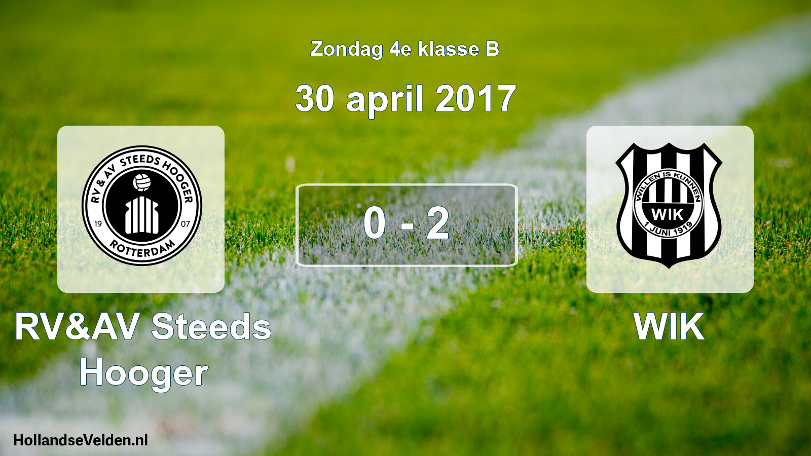 Total number of matches played: RV&AV Steeds Hooger - WIK 0 - 2 (30 April 2017)
