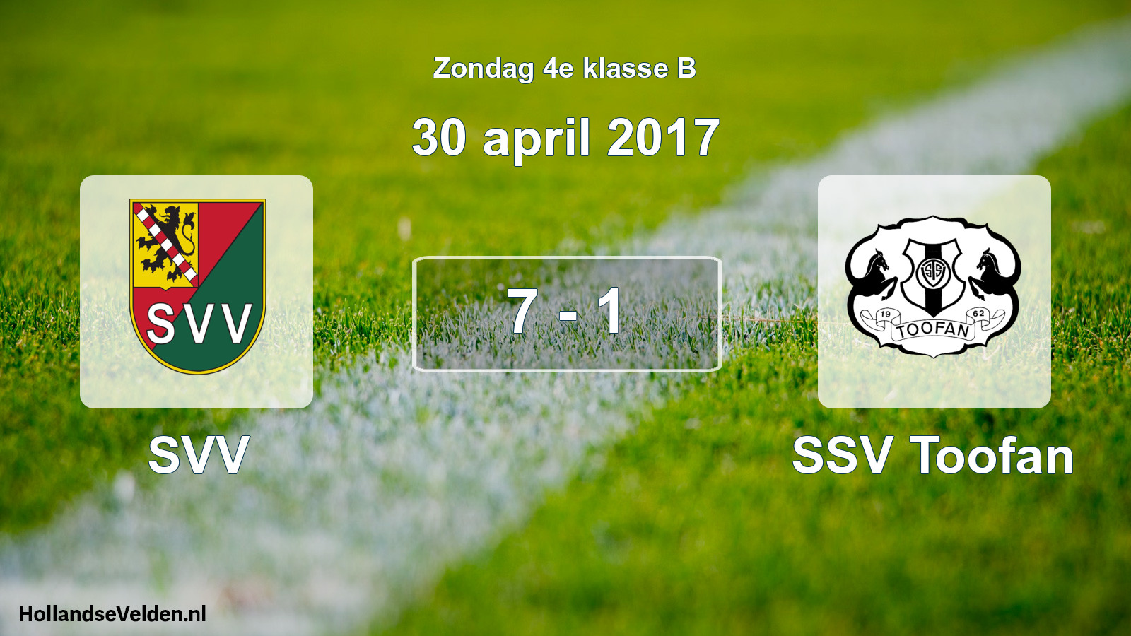 Total number of matches played: SVV - SSV Toofan 7 - 1 (30 April 2017)