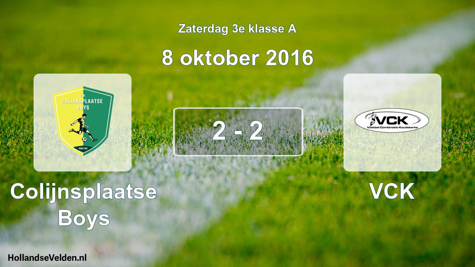 Total number of matches played: Colijnsplaatse Boys - VCK 2 - 2 (8 October 2016)
