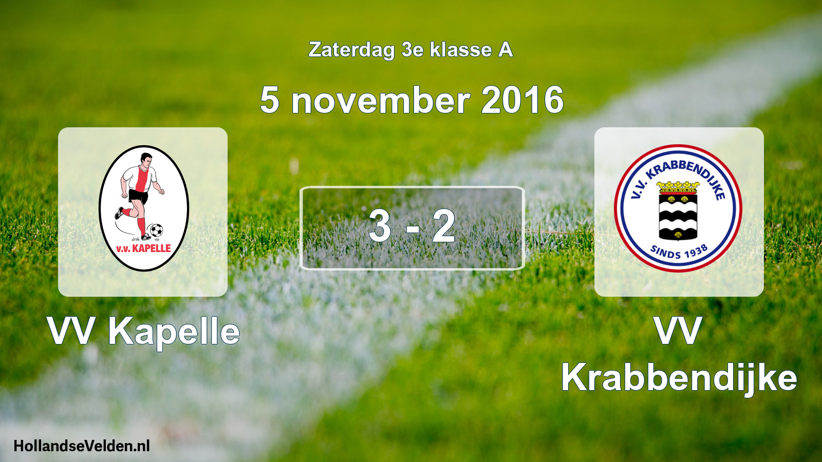 Total number of matches played: VV Kapelle - VV Krabbendijke 3 - 2 (5 November 2016)