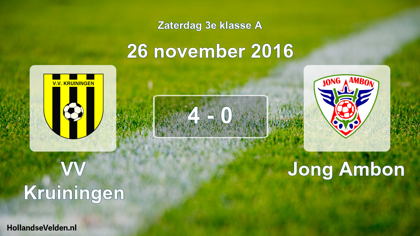 Total number of matches played: VV Kruiningen - Jong Ambon 4 - 0 (26 November 2016)