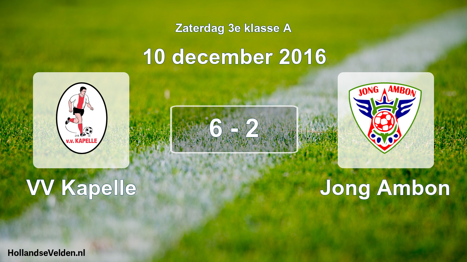 Total number of matches played: VV Kapelle - Jong Ambon 6 - 2 (10 December 2016)