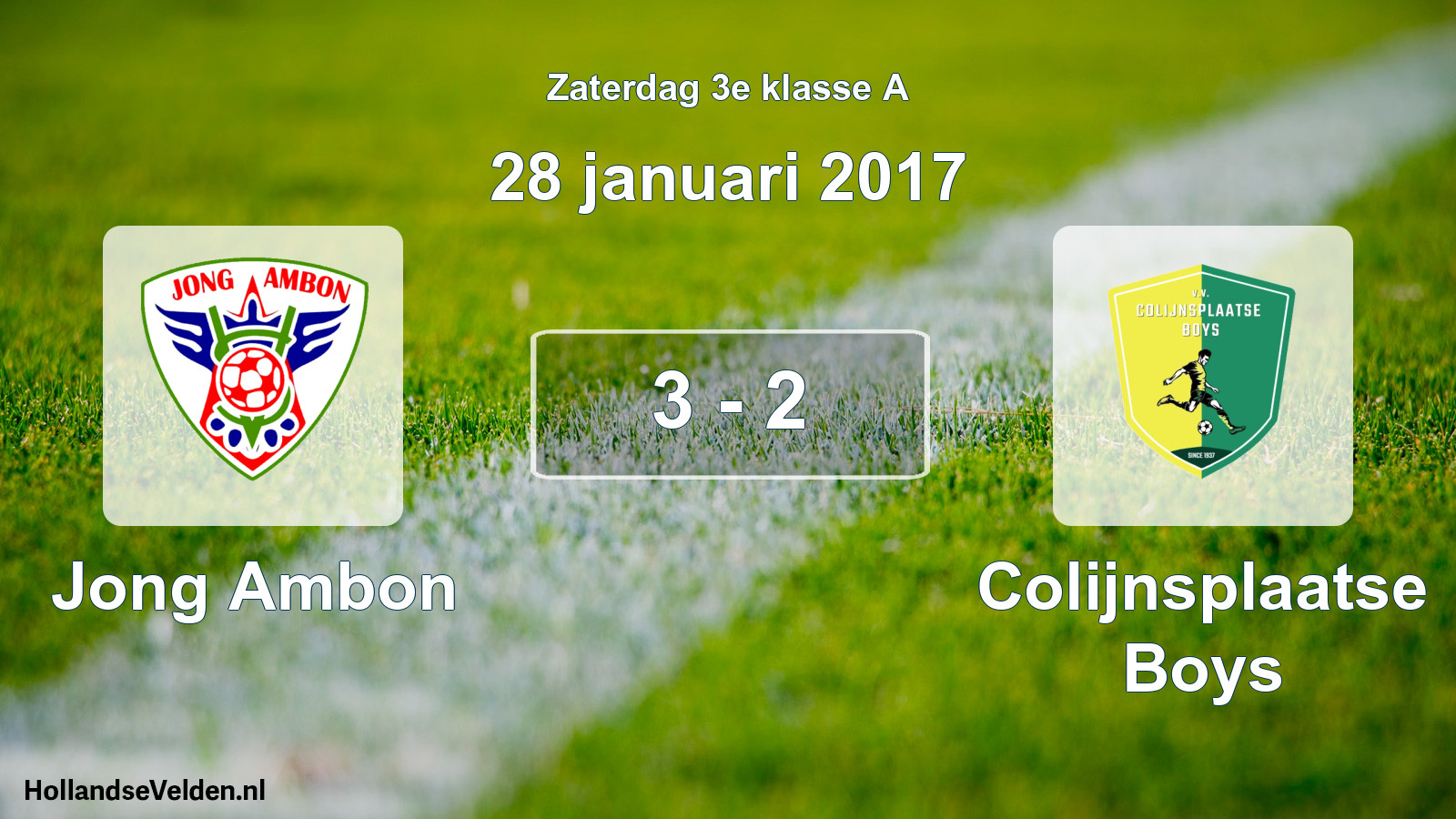 Total number of matches played: Jong Ambon - Colijnsplaatse Boys 3 - 2 (28 January 2017)