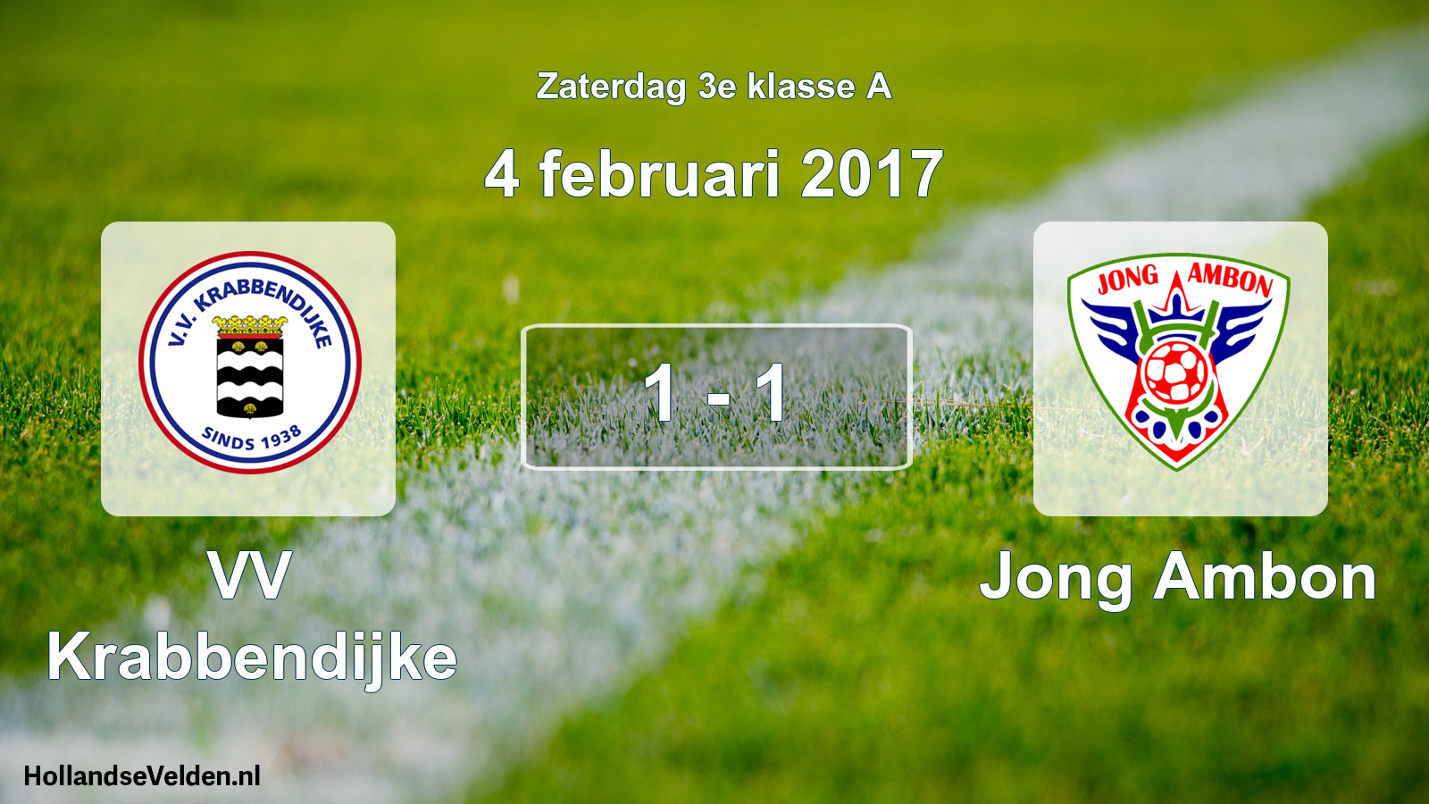 Total number of matches played: VV Krabbendijke - Jong Ambon 1 - 1 (4 February 2017)