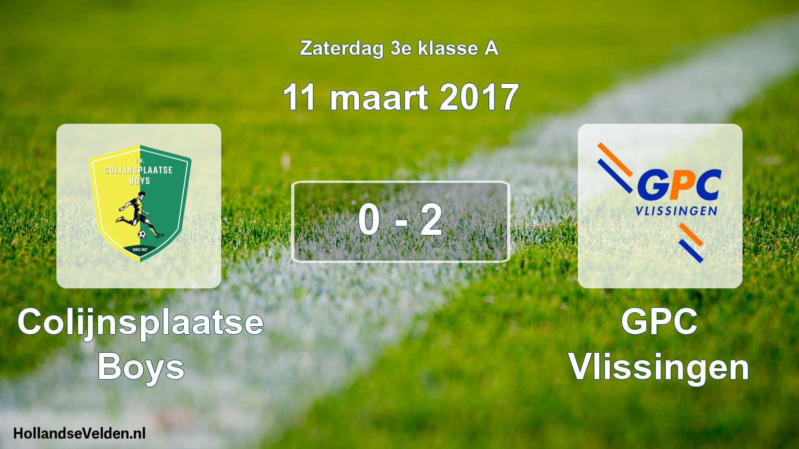 Total number of matches played: Colijnsplaatse Boys - GPC Vlissingen 0 - 2 (11 March 2017)