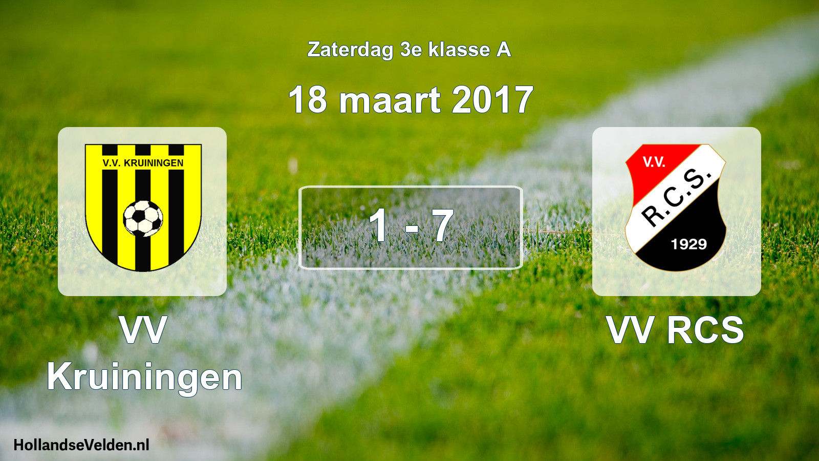 Total number of matches played: VV Kruiningen - VV RCS 1 - 7 (18 March 2017)