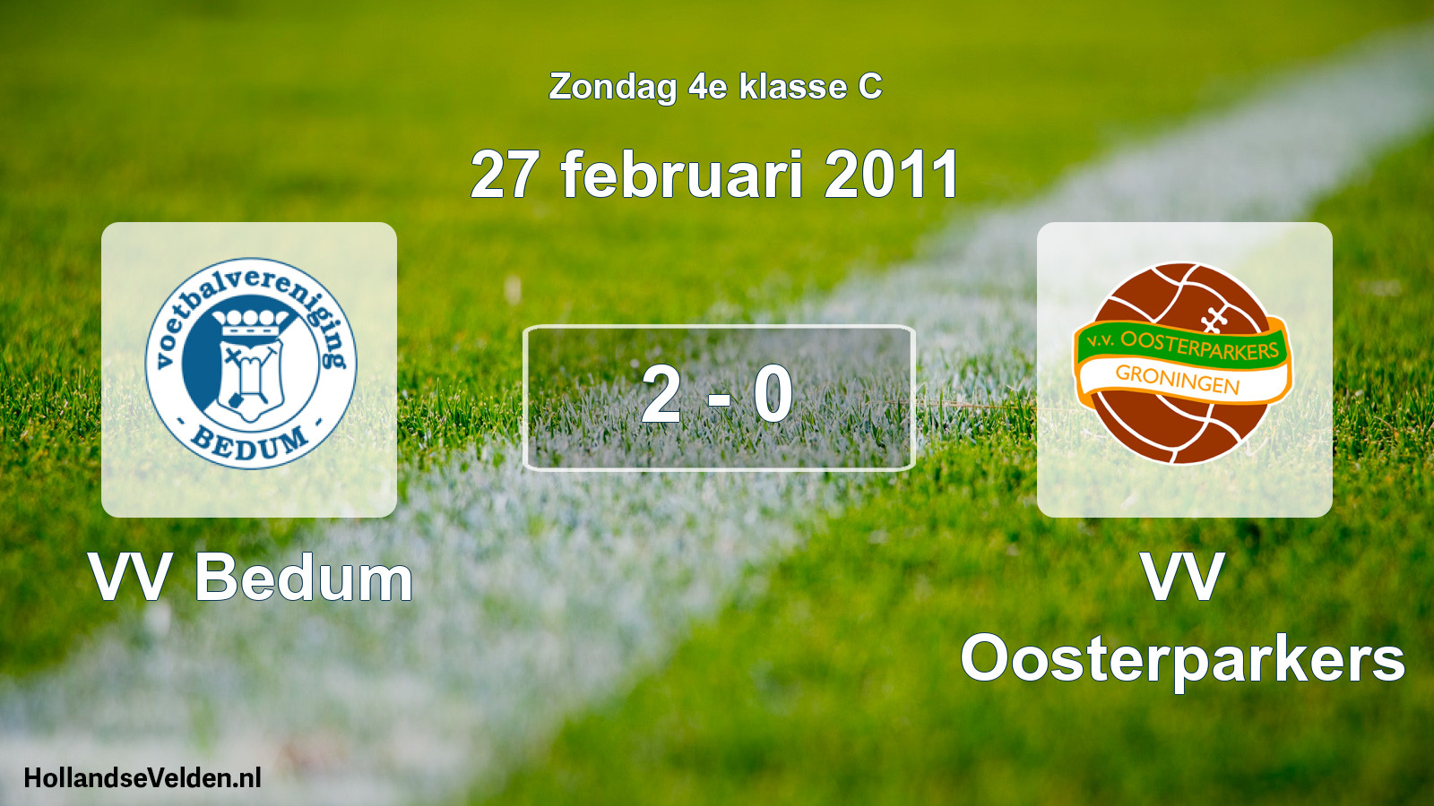 Total number of matches played: VV Bedum - VV Oosterparkers 2 - 0 (27 February 2011)