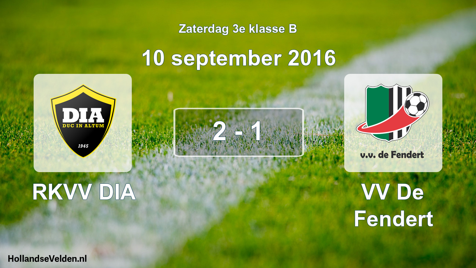 Total number of matches played: RKVV DIA - VV De Fendert 2 - 1 (10 September 2016)