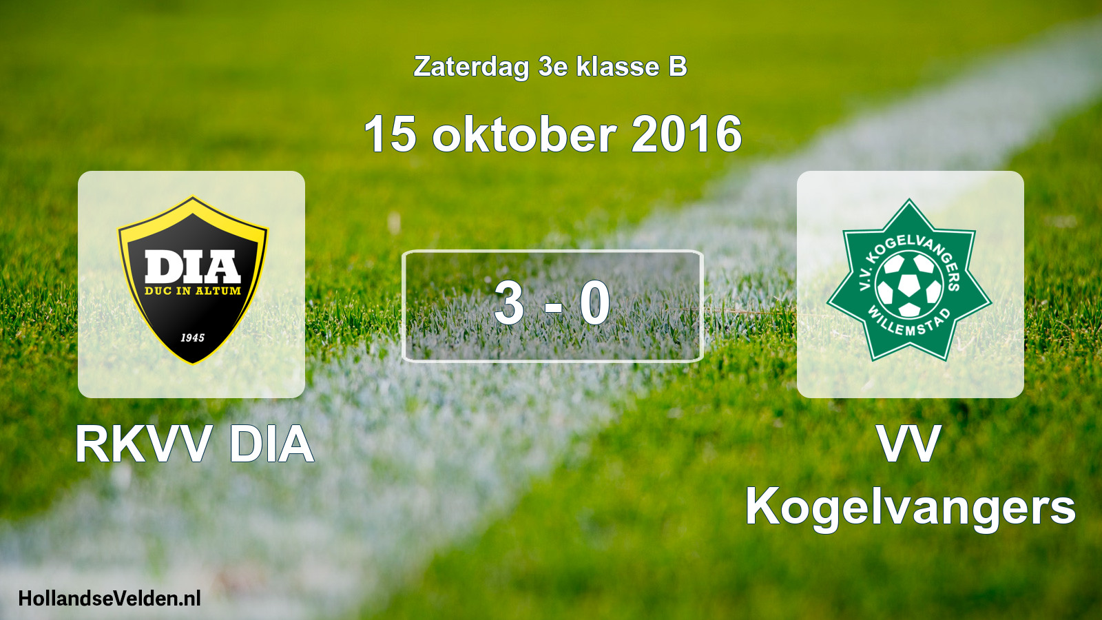Total number of matches played: RKVV DIA - VV Kogelvangers 3 - 0 (15 October 2016)
