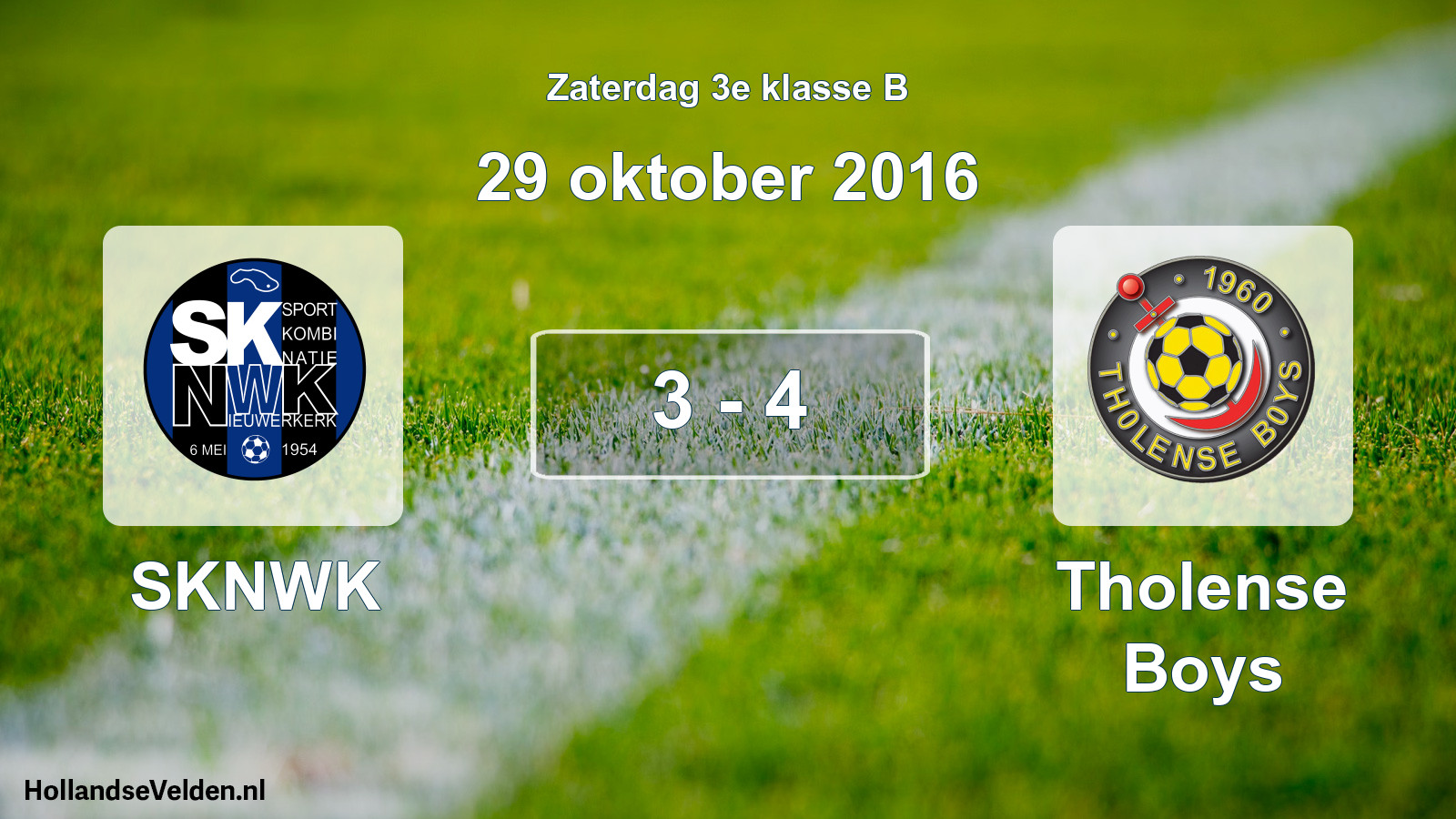 Total number of matches played: SKNWK - Tholense Boys 3 - 4 (29 October 2016)