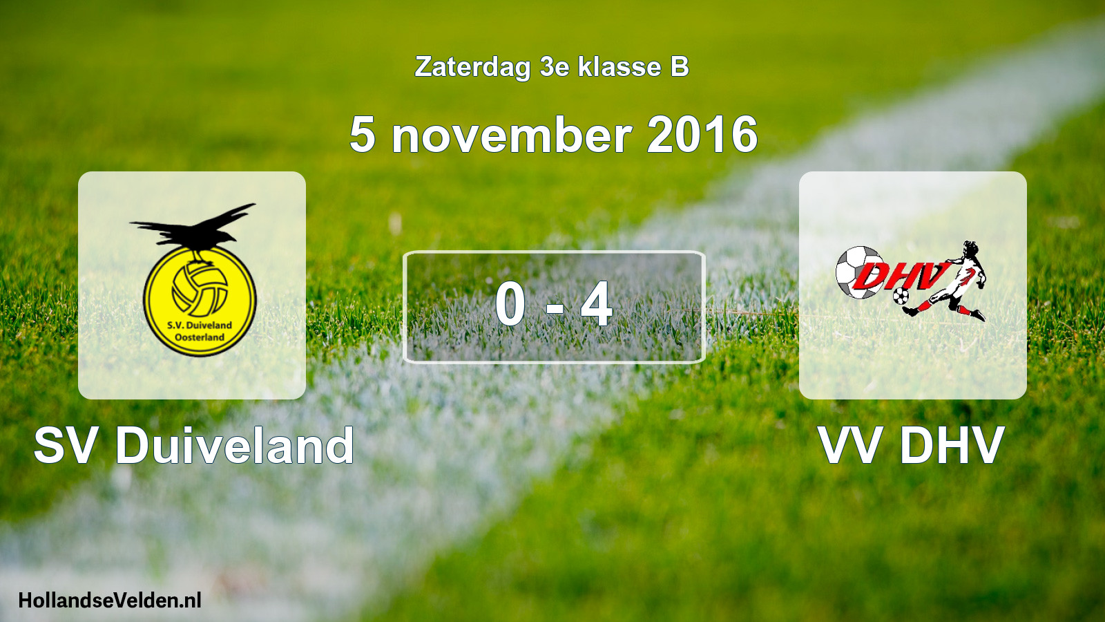 Total number of matches played: SV Duiveland - VV DHV 0 - 4 (5 November 2016)
