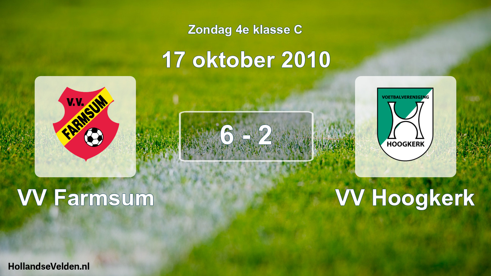 Total number of matches played: VV Farmsum - VV Hoogkerk 6 - 2 (17 October 2010)